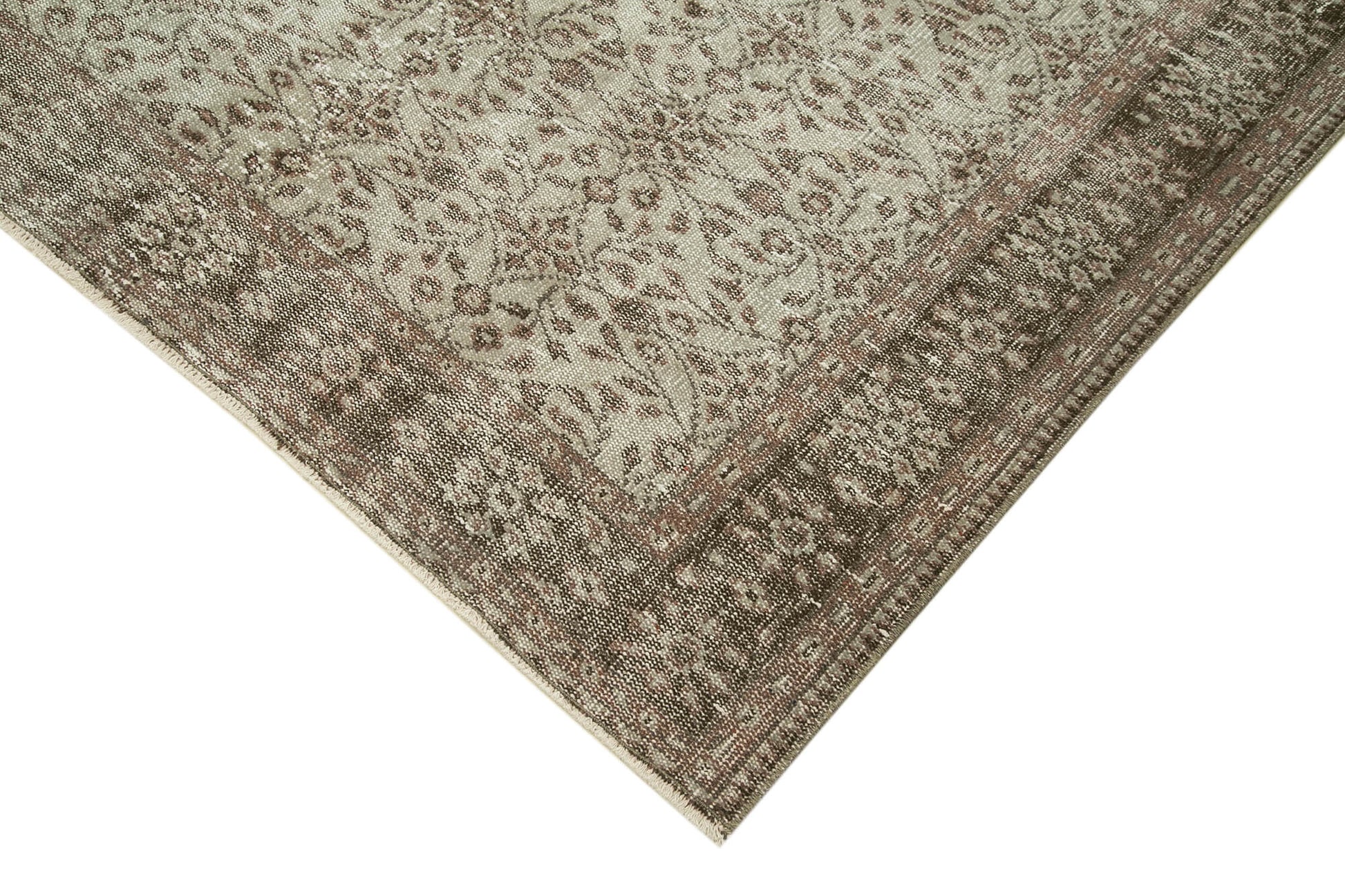 Overdyed Vintage Gri Eskitme Pamuk Yün El Dokuma Halısı 167x265 Agacan