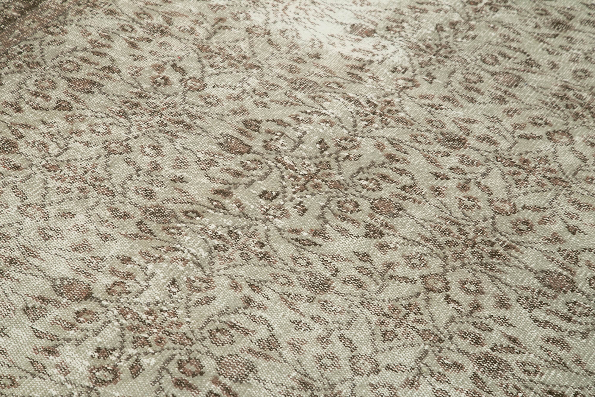 Overdyed Vintage Gri Eskitme Pamuk Yün El Dokuma Halısı 167x265 Agacan