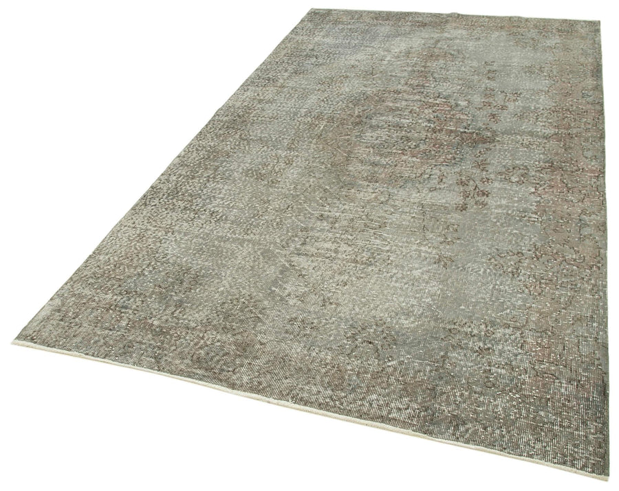 Overdyed Vintage Gri Eskitme Pamuk Yün El Dokuma Halısı 163x284 Agacan