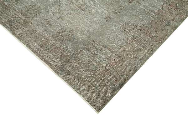 Overdyed Vintage Gri Eskitme Pamuk Yün El Dokuma Halısı 163x284 Agacan