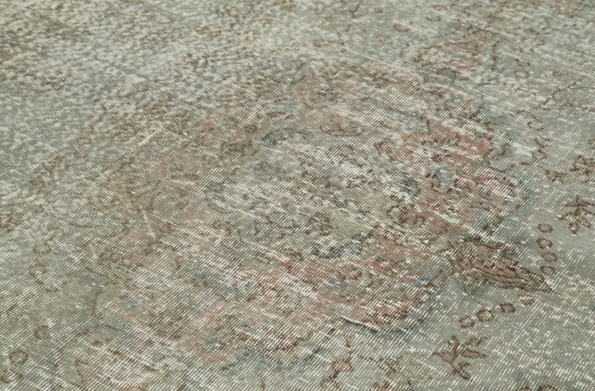 Overdyed Vintage Gri Eskitme Pamuk Yün El Dokuma Halısı 163x284 Agacan