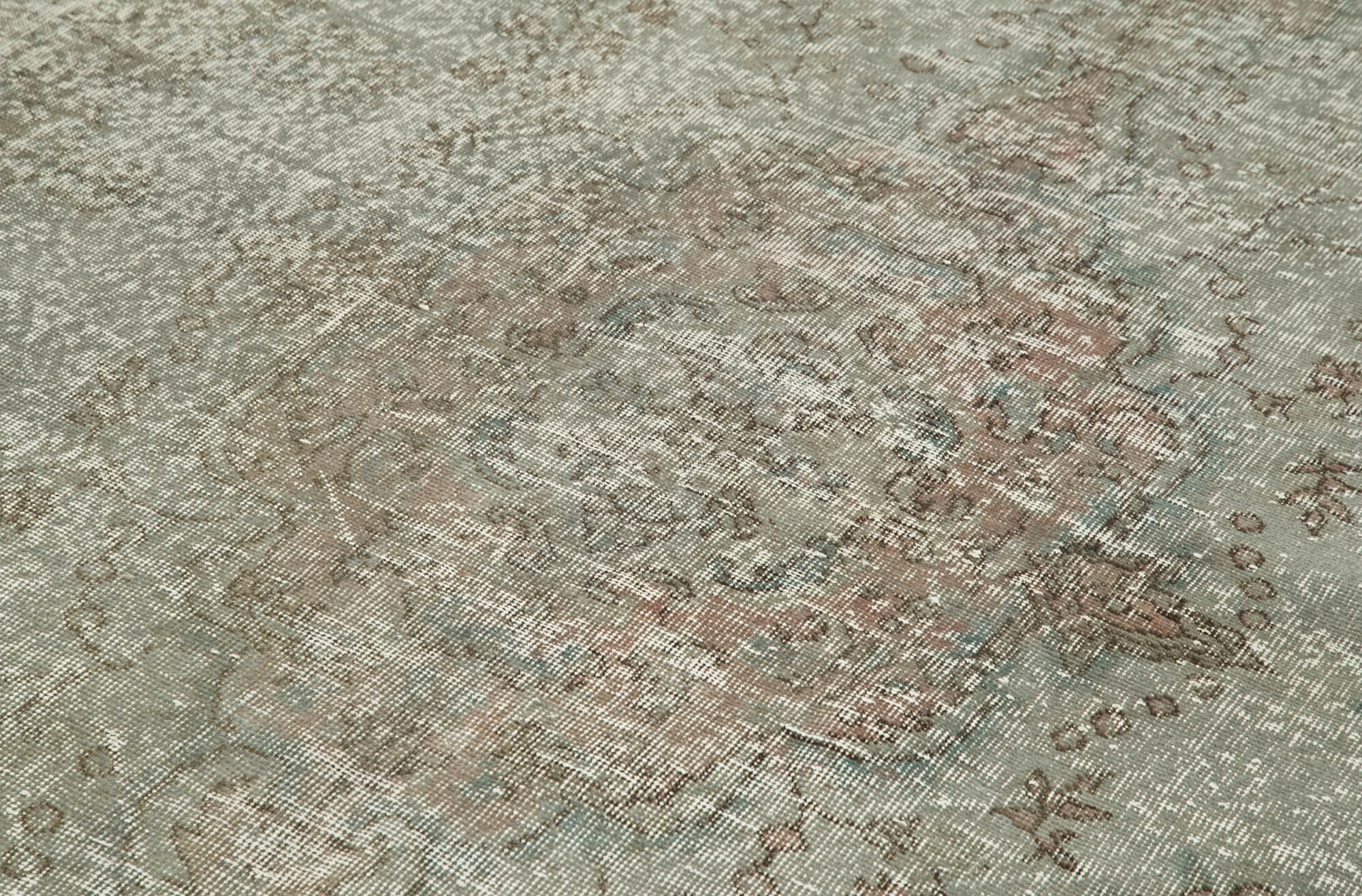 Overdyed Vintage Gri Eskitme Pamuk Yün El Dokuma Halısı 163x284 Agacan