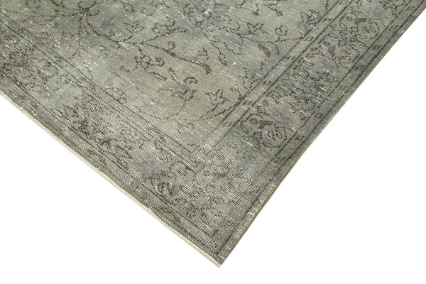 Overdyed Vintage Gri Eskitme Pamuk Yün El Dokuma Halısı 182x276 Agacan