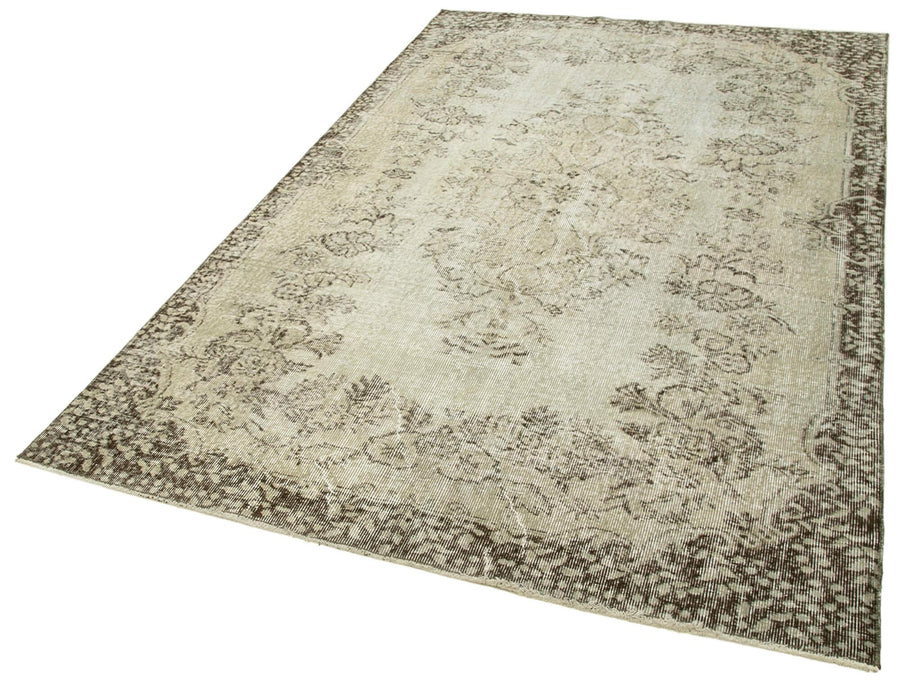Overdyed Vintage Gri Eskitme Pamuk Yün El Dokuma Halısı 165x267 Agacan