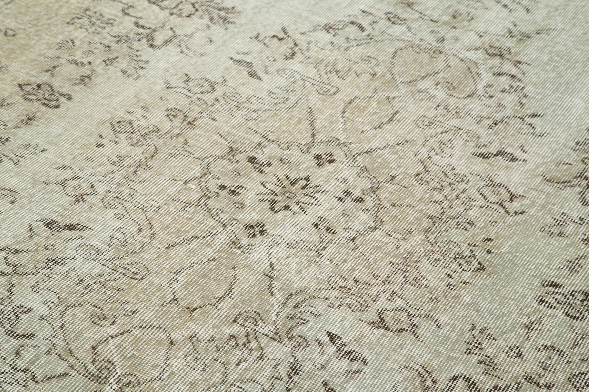 Overdyed Vintage Gri Eskitme Pamuk Yün El Dokuma Halısı 165x267 Agacan