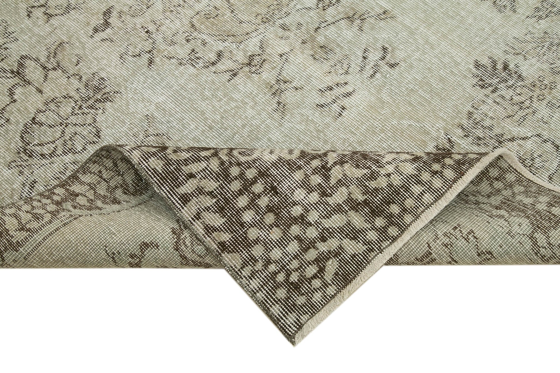 Overdyed Vintage Gri Eskitme Pamuk Yün El Dokuma Halısı 165x267 Agacan