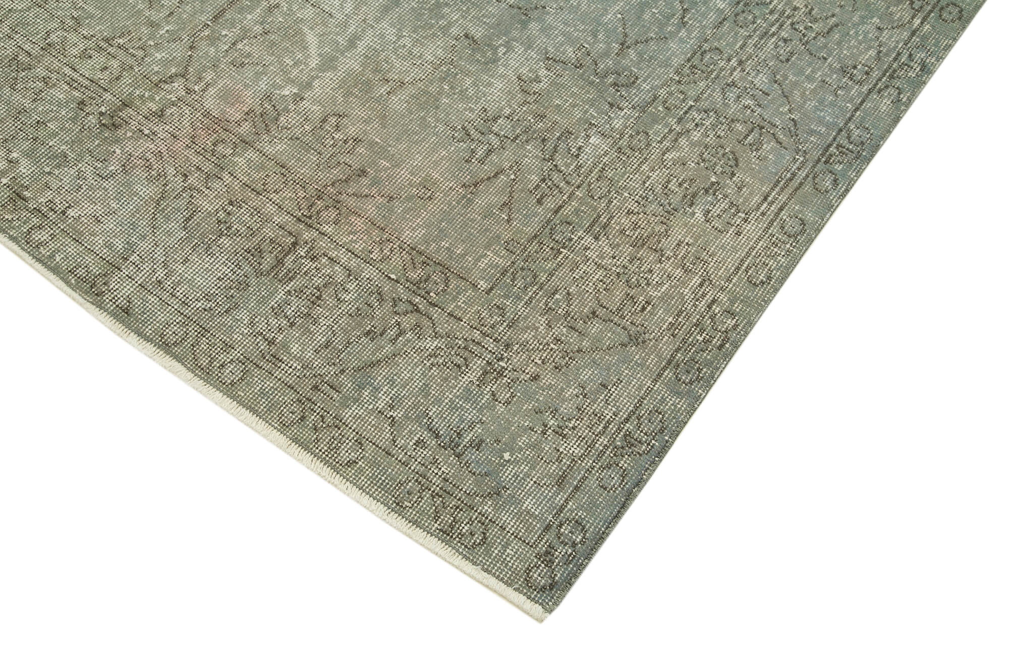 Overdyed Vintage Mavi Eskitme Pamuk Yün El Dokuma Halısı 155x264 Agacan