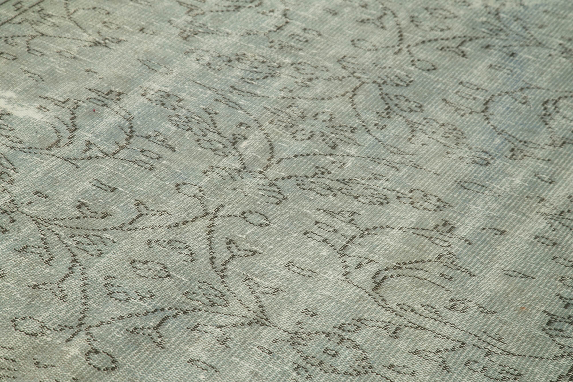 Overdyed Vintage Mavi Eskitme Pamuk Yün El Dokuma Halısı 173x273 Agacan