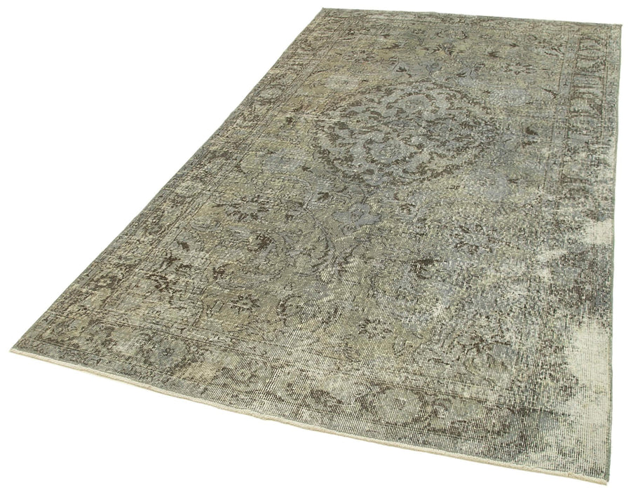 Overdyed Vintage Gri Eskitme Pamuk Yün El Dokuma Halısı 161x294 Agacan