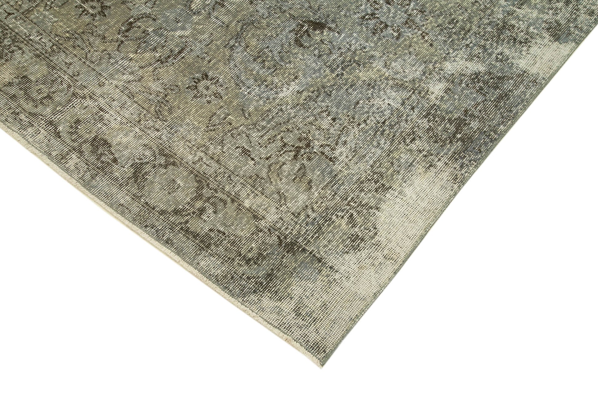 Overdyed Vintage Gri Eskitme Pamuk Yün El Dokuma Halısı 161x294 Agacan