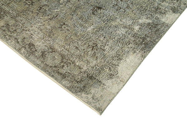 Overdyed Vintage Gri Eskitme Pamuk Yün El Dokuma Halısı 161x294 Agacan
