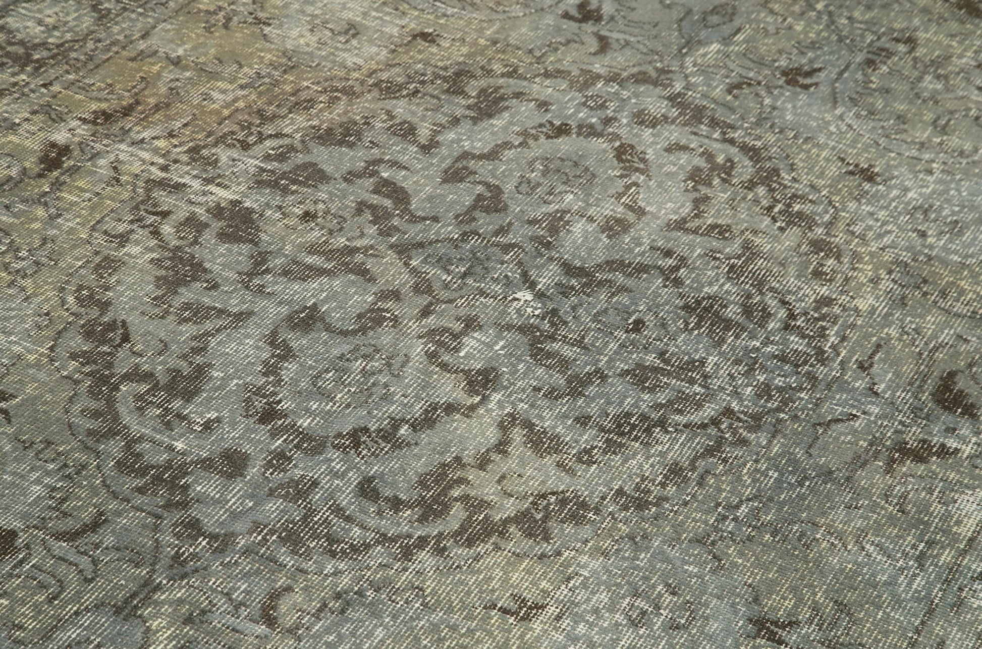 Overdyed Vintage Gri Eskitme Pamuk Yün El Dokuma Halısı 161x294 Agacan