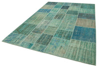 Turquoise Blue Vintage Patchwork Rug 205x300 cm (6'9" x 9'10")