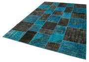 Kırk Yama Siyah Patchwork Pamuk Yün El Dokuma Halısı 200x297 Agacan