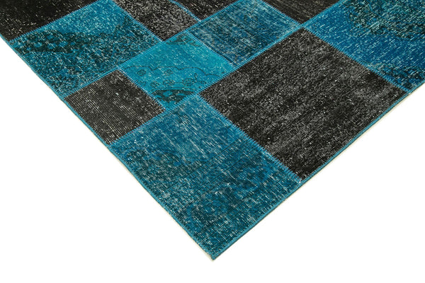 Kırk Yama Siyah Patchwork Pamuk Yün El Dokuma Halısı 200x297 Agacan