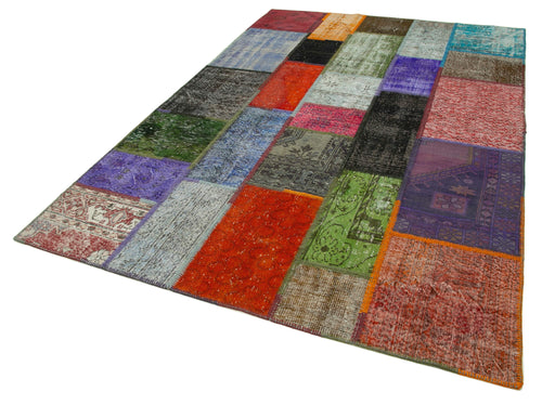 Kırk Yama Pembe Patchwork Pamuk Yün El Dokuma Halısı 190x290 Agacan