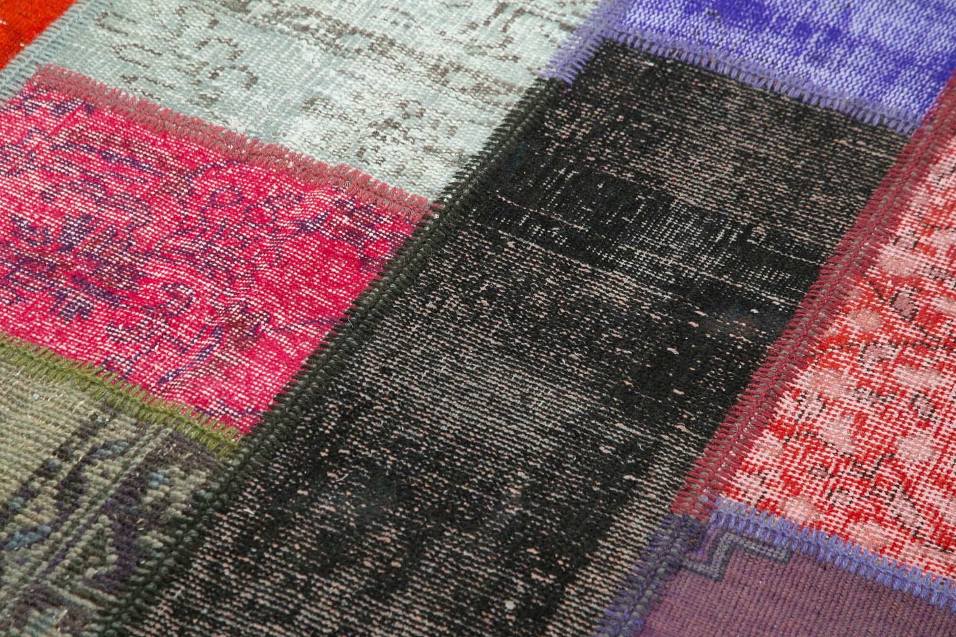 Kırk Yama Pembe Patchwork Pamuk Yün El Dokuma Halısı 190x290 Agacan