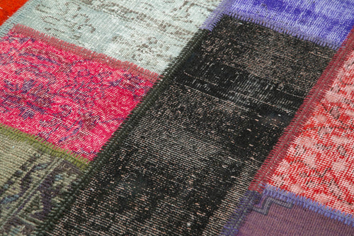 Kırk Yama Pembe Patchwork Pamuk Yün El Dokuma Halısı 190x290 Agacan