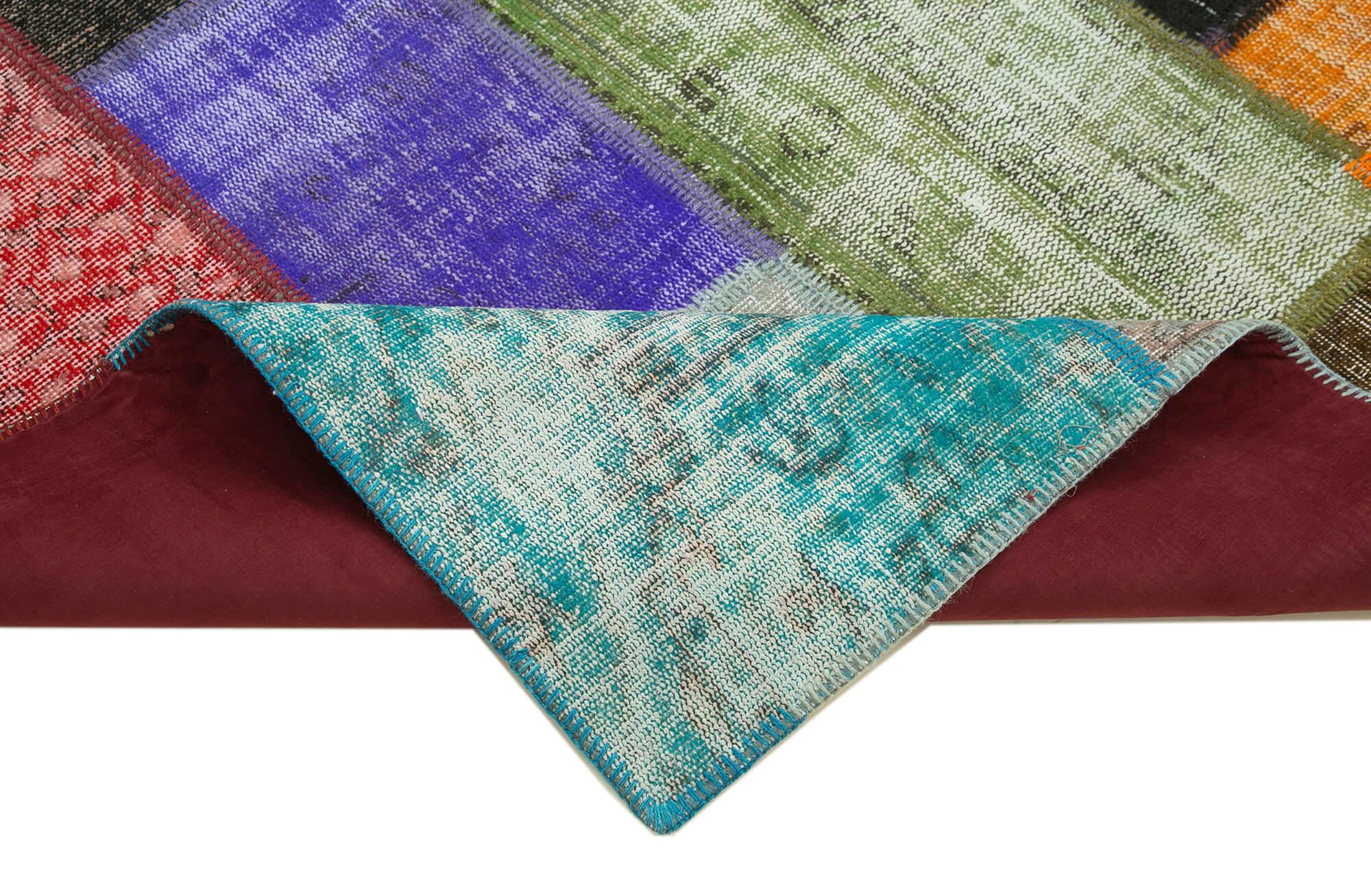 Kırk Yama Pembe Patchwork Pamuk Yün El Dokuma Halısı 190x290 Agacan
