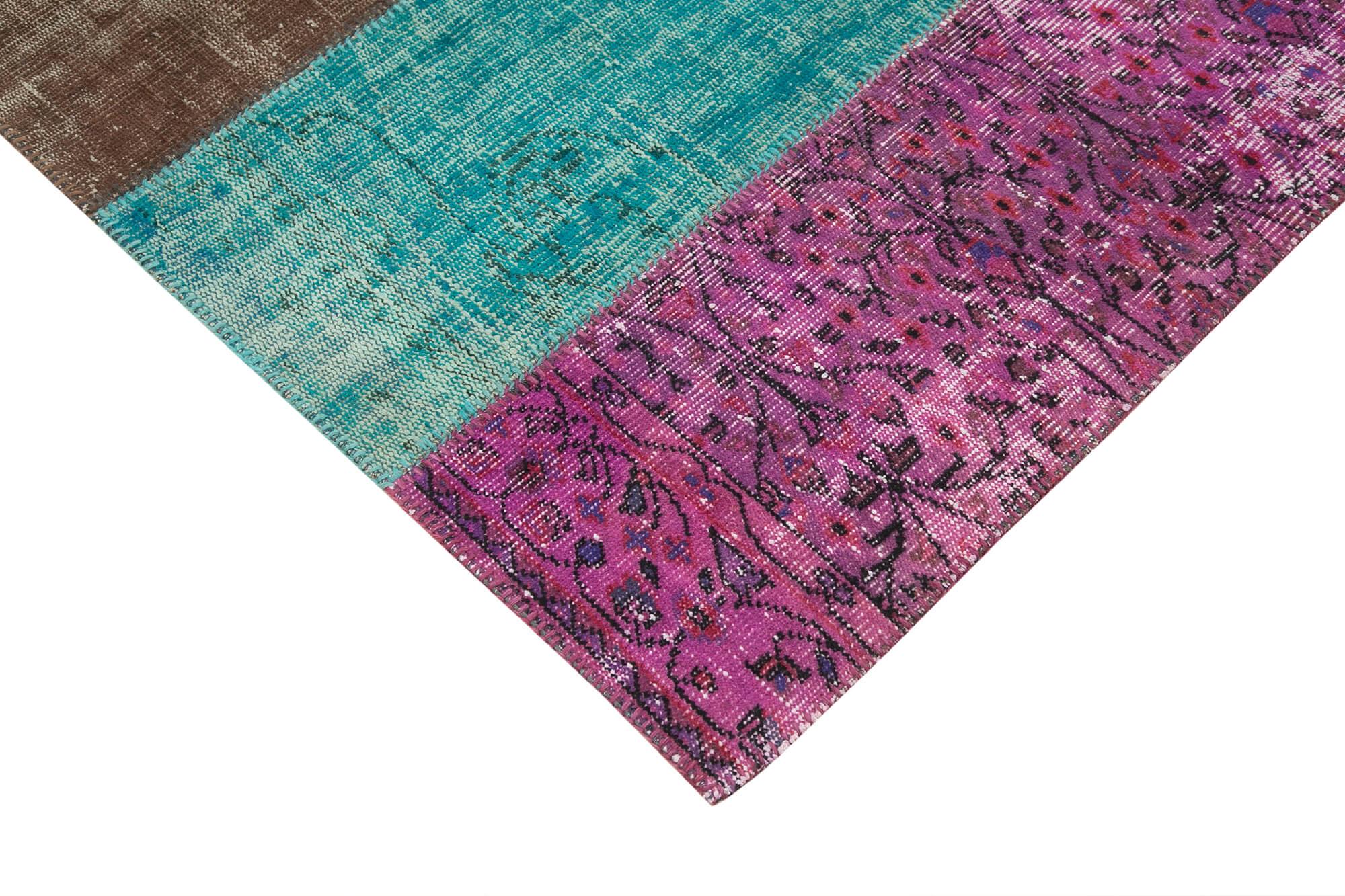 Kırk Yama Pembe Patchwork Pamuk Yün El Dokuma Halısı 202x276 Agacan