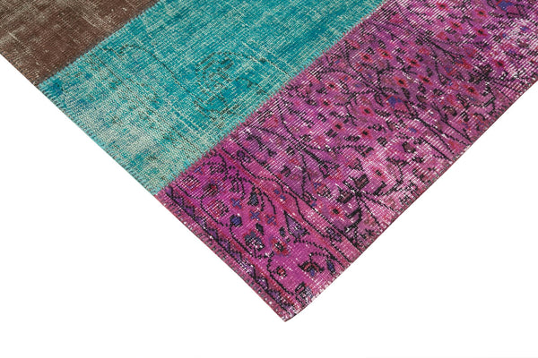 Kırk Yama Pembe Patchwork Pamuk Yün El Dokuma Halısı 202x276 Agacan