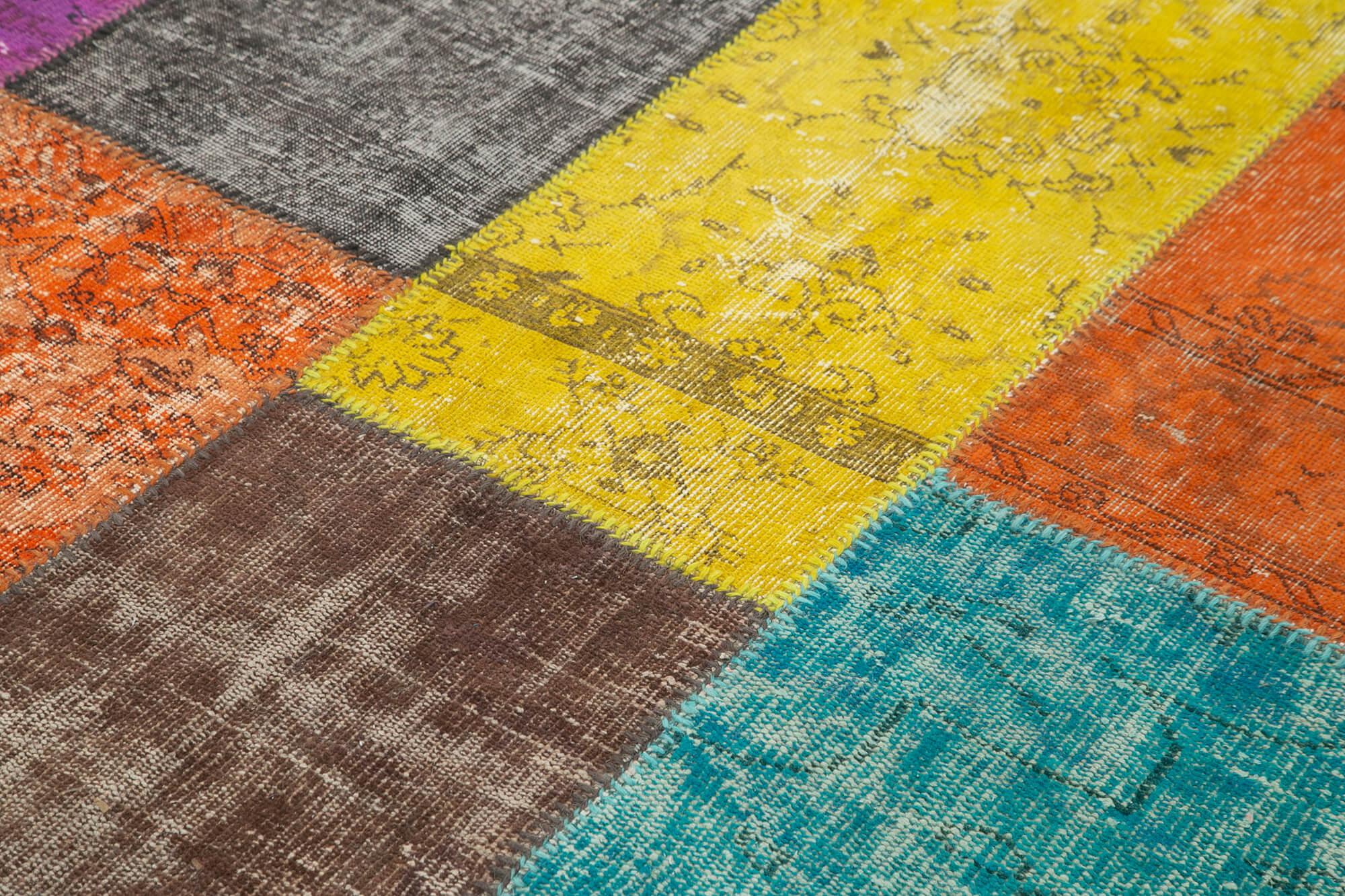 Kırk Yama Pembe Patchwork Pamuk Yün El Dokuma Halısı 202x276 Agacan
