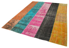 Kırk Yama Pembe Patchwork Pamuk Yün El Dokuma Halısı 206x267 Agacan