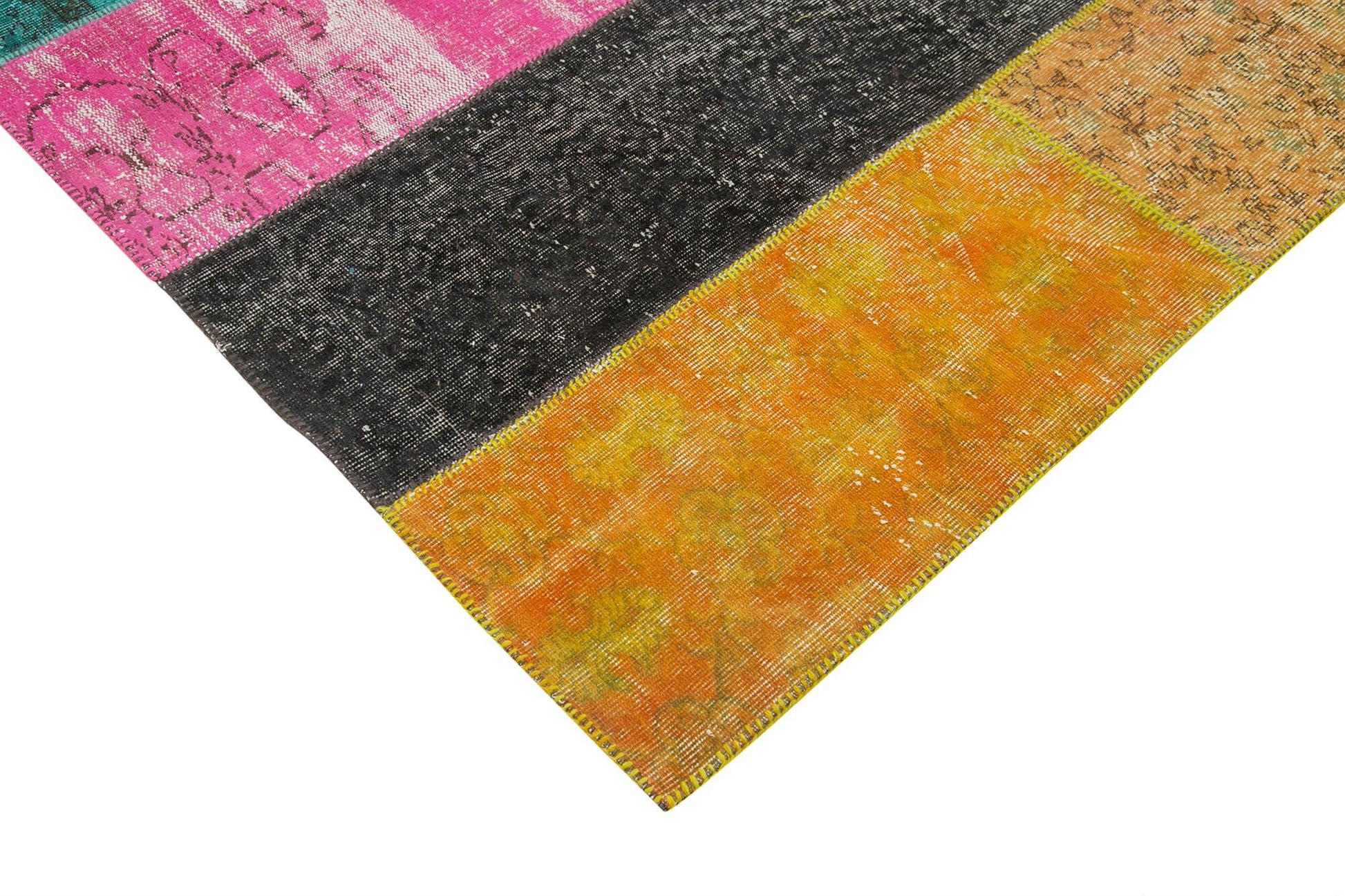 Kırk Yama Pembe Patchwork Pamuk Yün El Dokuma Halısı 206x267 Agacan