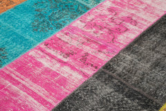 Kırk Yama Pembe Patchwork Pamuk Yün El Dokuma Halısı 206x267 Agacan