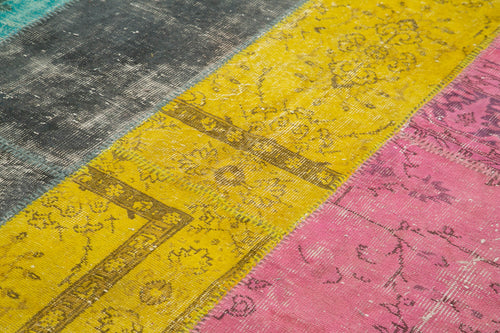 Kırk Yama Pembe Patchwork Pamuk Yün El Dokuma Halısı 202x278 Agacan