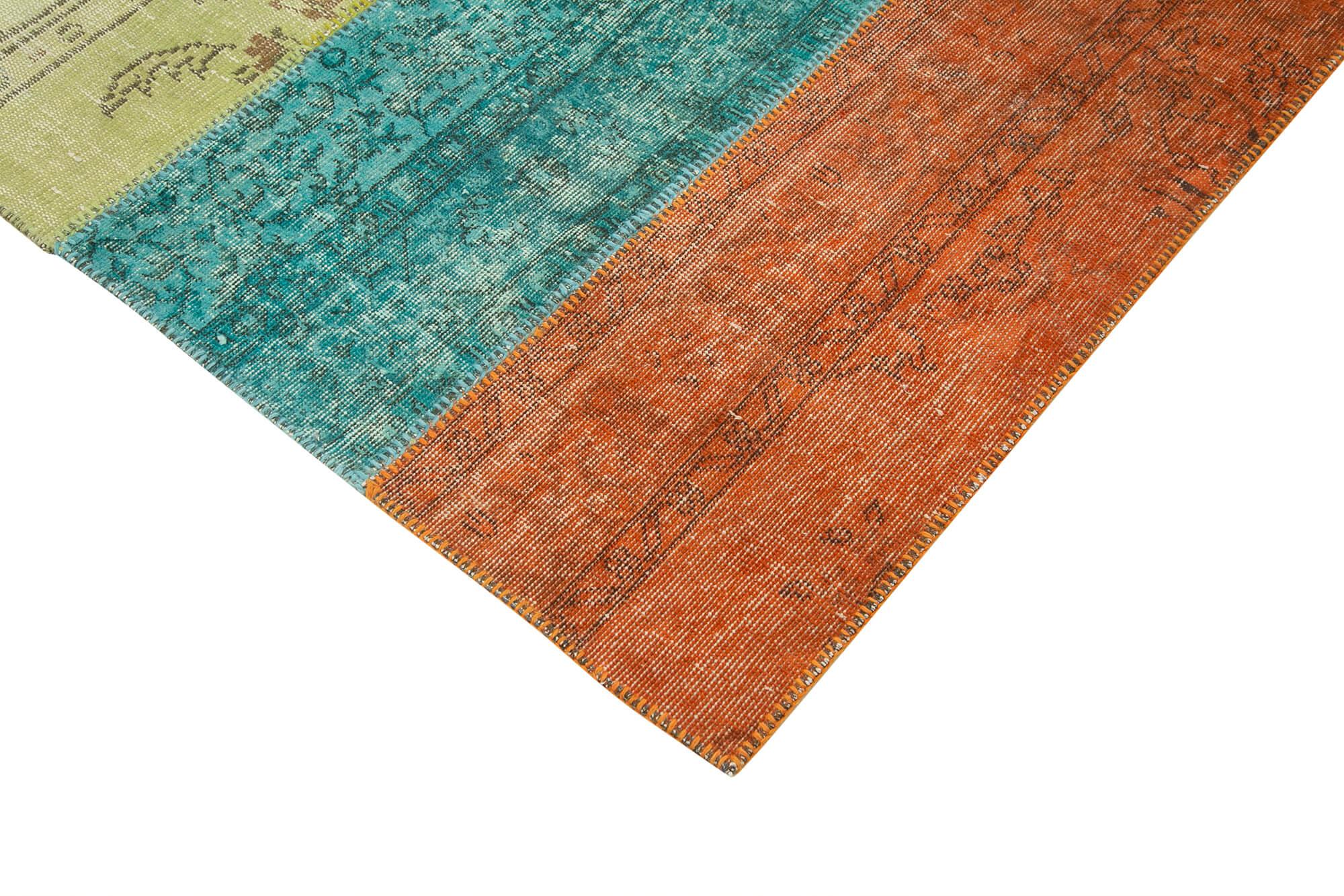 Kırk Yama Pembe Patchwork Pamuk Yün El Dokuma Halısı 205x290 Agacan