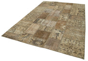 Kırk Yama Kahverengi Patchwork Pamuk Yün El Dokuma Halısı 201x301 Agacan