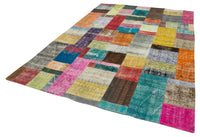 Pembe Kırmızı Eskitme Patchwork Salon Halısı