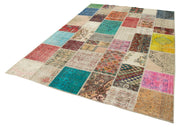 Kırk Yama Pembe Patchwork Pamuk Yün El Dokuma Halısı 205x300 Agacan