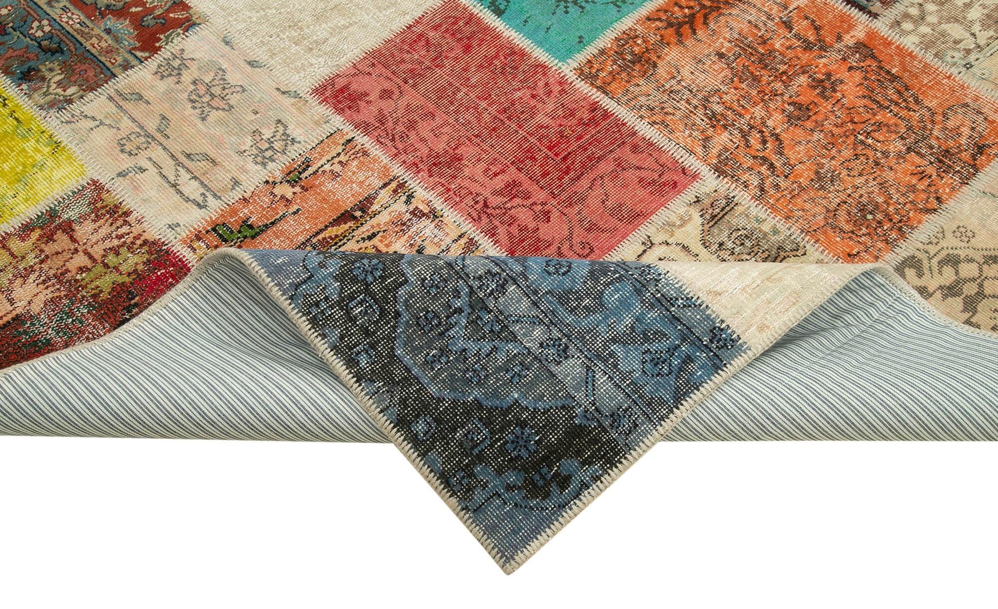 Kırk Yama Pembe Patchwork Pamuk Yün El Dokuma Halısı 205x300 Agacan