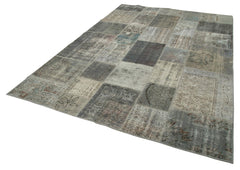 Kırk Yama Gri Patchwork Pamuk Yün El Dokuma Halısı 202x300 Agacan