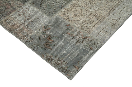 Kırk Yama Gri Patchwork Pamuk Yün El Dokuma Halısı 202x300 Agacan
