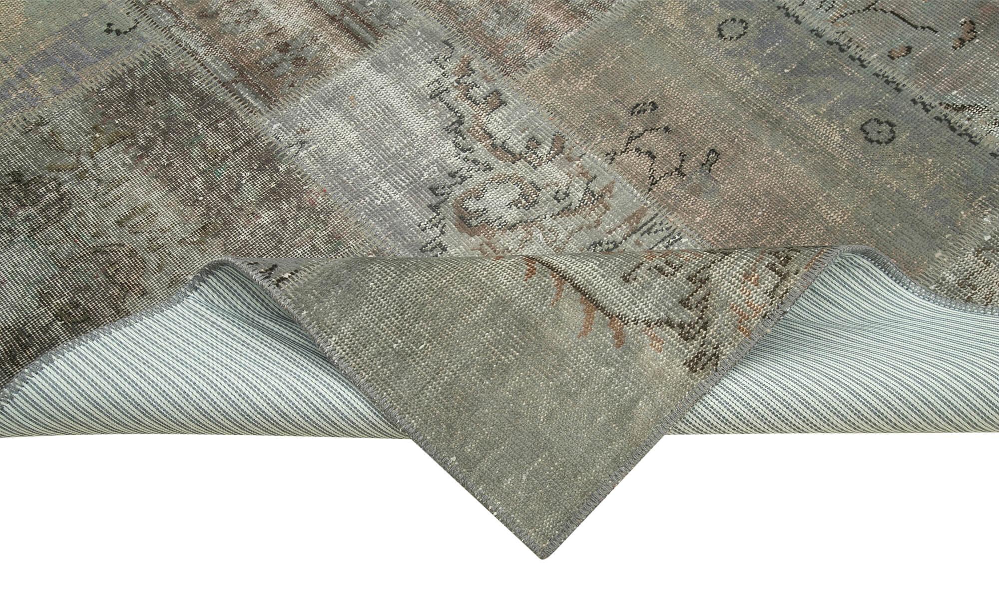 Kırk Yama Gri Patchwork Pamuk Yün El Dokuma Halısı 202x300 Agacan