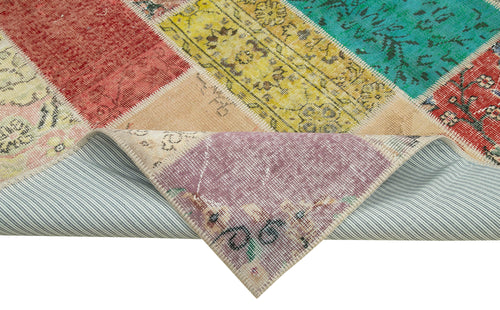 Kırk Yama Pembe Patchwork Pamuk Yün El Dokuma Halısı 208x296 Agacan