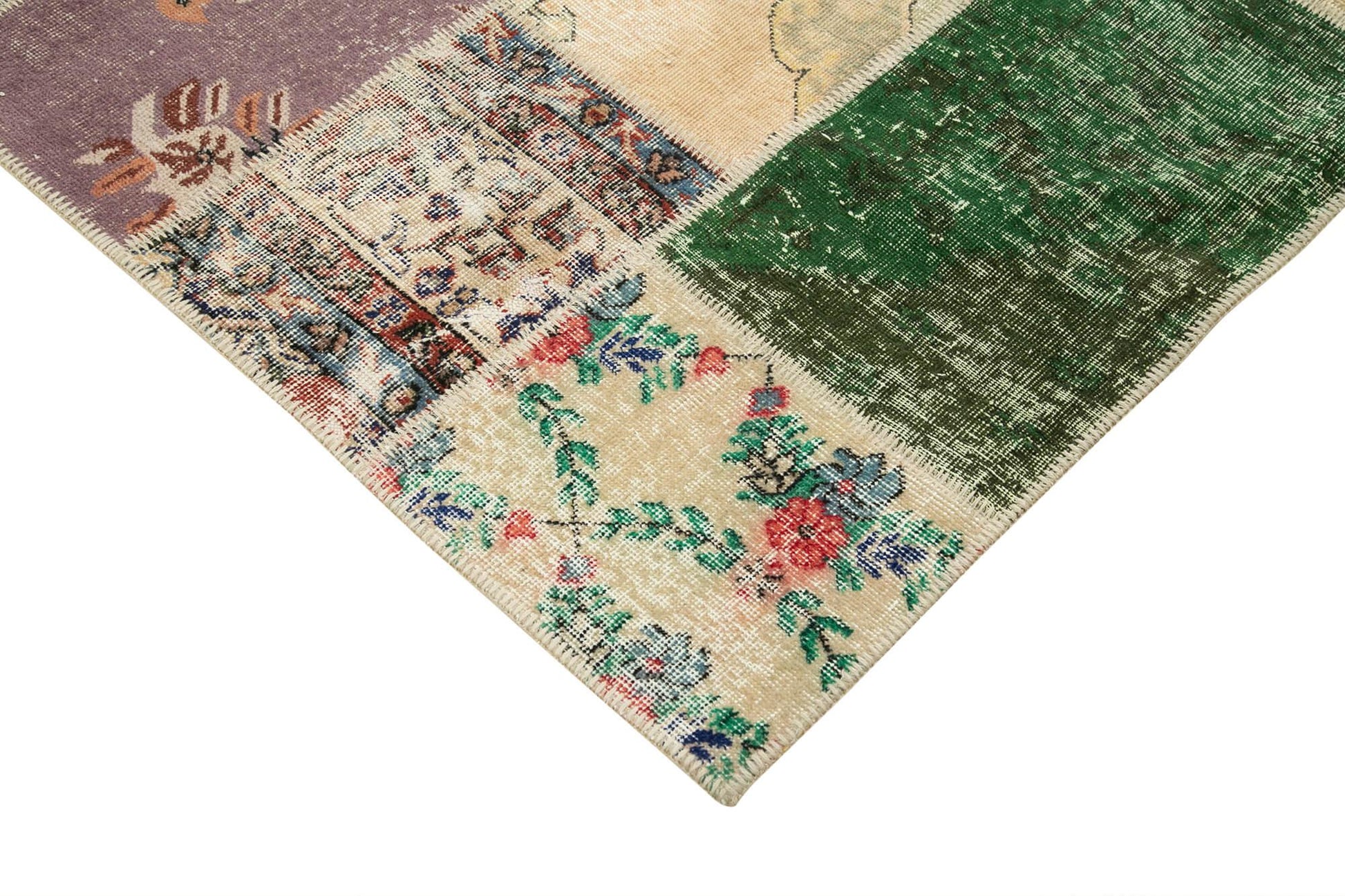 Kırk Yama Pembe Patchwork Pamuk Yün El Dokuma Halısı 210x300 Agacan