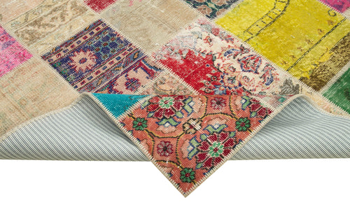 Kırk Yama Pembe Patchwork Pamuk Yün El Dokuma Halısı 210x300 Agacan
