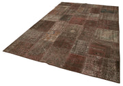 Kırk Yama Kahverengi Patchwork Pamuk Yün El Dokuma Halısı 204x301 Agacan