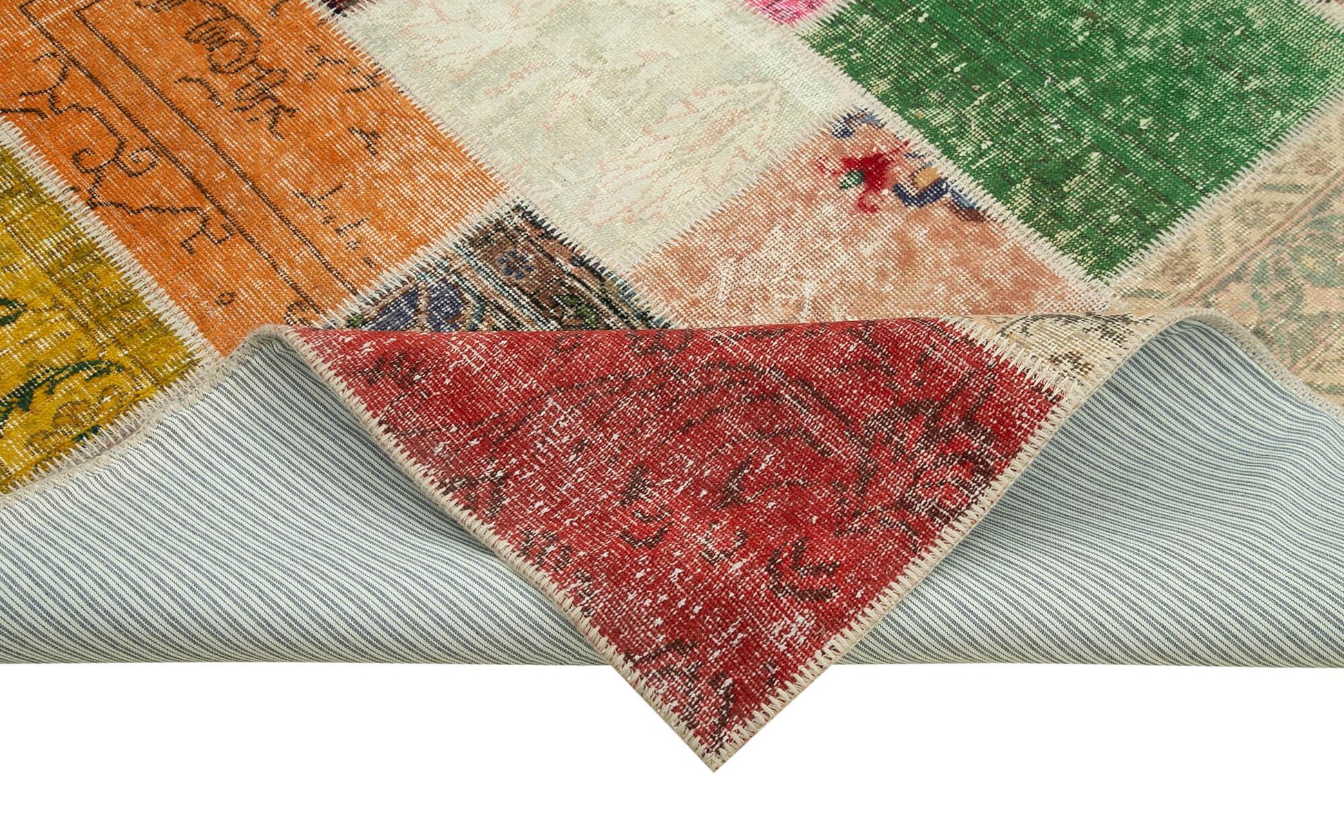 Kırk Yama Pembe Patchwork Pamuk Yün El Dokuma Halısı 209x298 Agacan