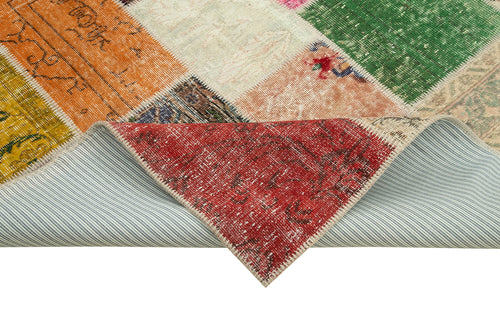 Kırk Yama Pembe Patchwork Pamuk Yün El Dokuma Halısı 209x298 Agacan