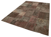 Kırk Yama Kahverengi Patchwork Pamuk Yün El Dokuma Halısı 203x300 Agacan