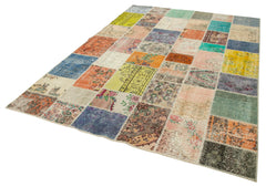 Kırk Yama Pembe Patchwork Pamuk Yün El Dokuma Halısı 206x297 Agacan