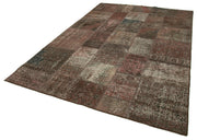 Kırk Yama Kahverengi Patchwork Pamuk Yün El Dokuma Halısı 201x296 Agacan