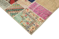 Kırk Yama Pembe Patchwork Pamuk Yün El Dokuma Halısı 203x292 Agacan