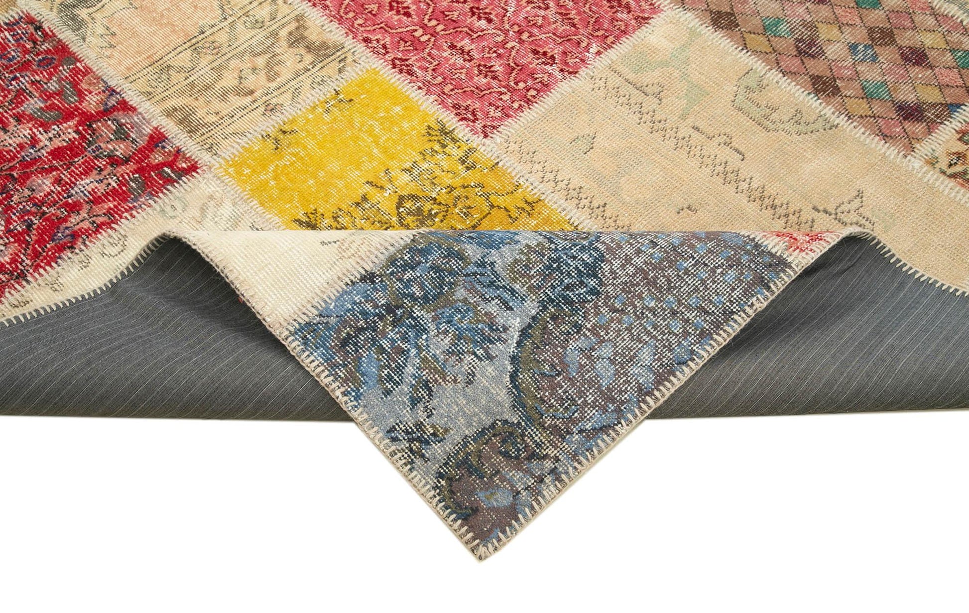 Kırk Yama Pembe Patchwork Pamuk Yün El Dokuma Halısı 203x292 Agacan