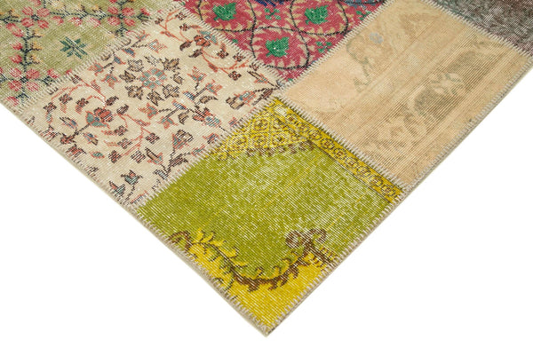 Kırk Yama Pembe Patchwork Pamuk Yün El Dokuma Halısı 198x305 Agacan